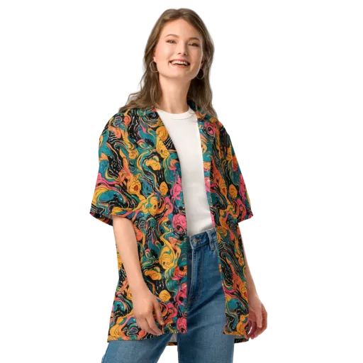 Ink Ocean on a Button Shirt