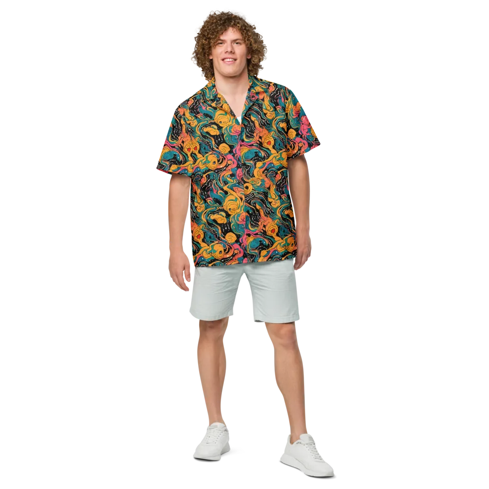 Ink Ocean on Button Shirt — Front