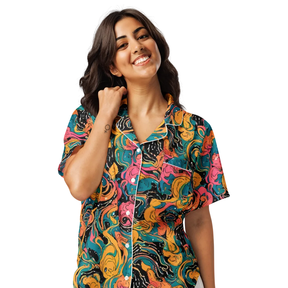 Ink Ocean on Women's Short Sleeve Pajama Top — Front