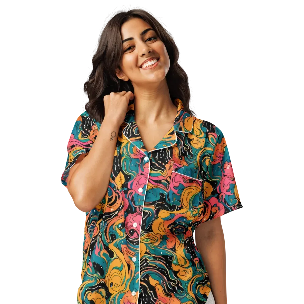 Ink Ocean on Women's Short Sleeve Pajama Top — Front