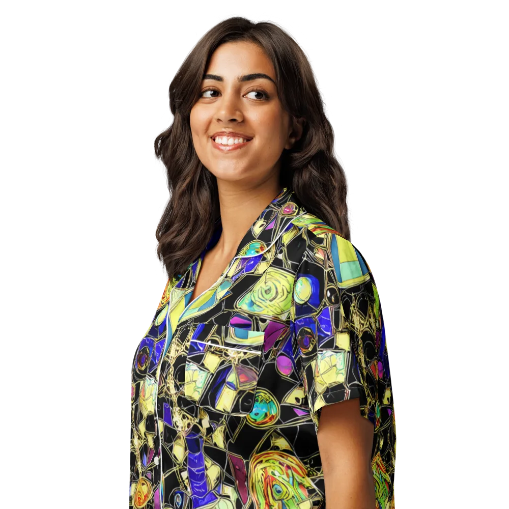 Electric Mineral on Women's Short Sleeve Pajama Top — Left Front