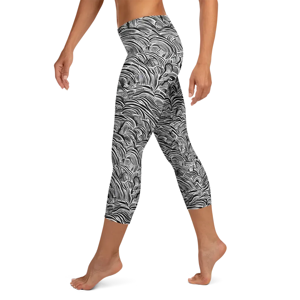 Blackwave Botanica on Capri Leggings — Left