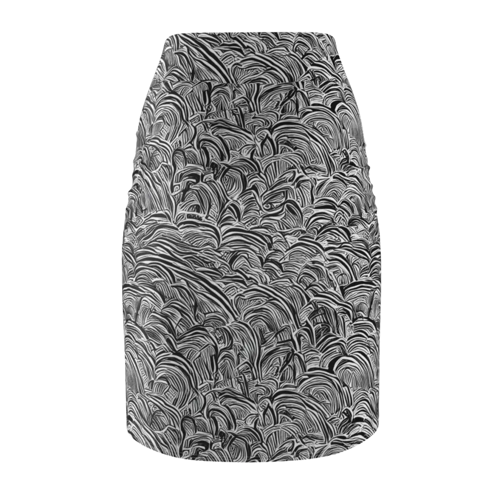 Blackwave Botanica on Pencil Skirt — Back