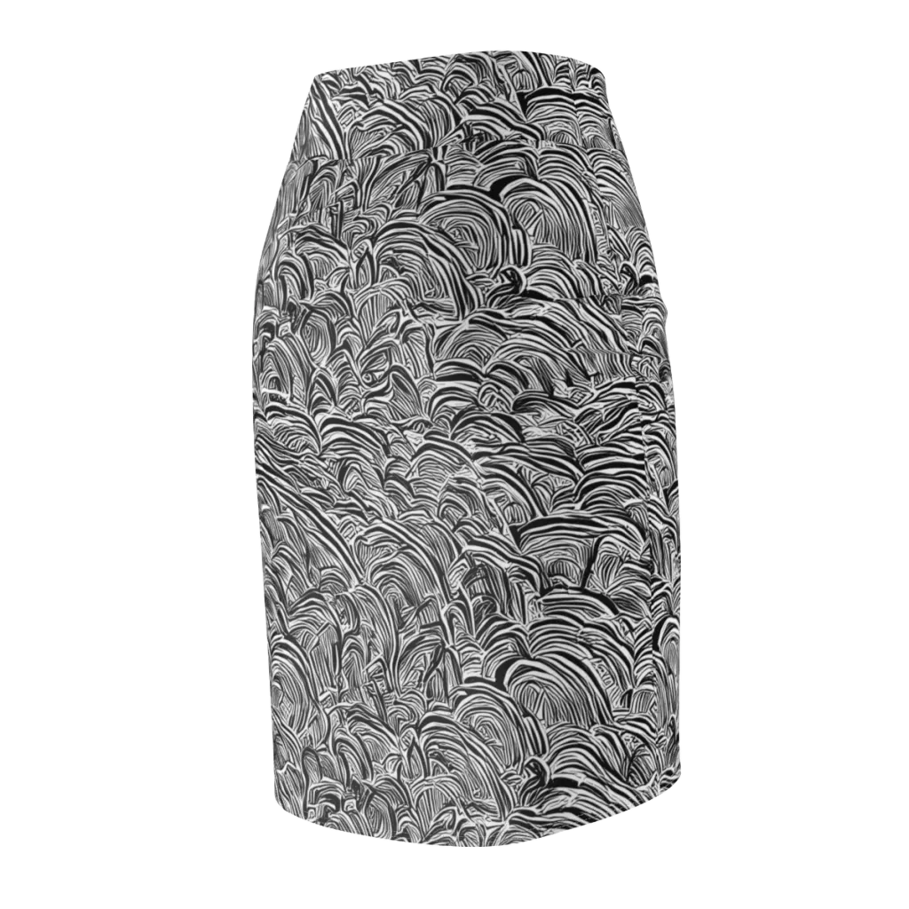 Blackwave Botanica on Pencil Skirt — Back Side