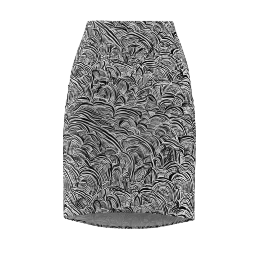 Blackwave Botanica on a Pencil Skirt