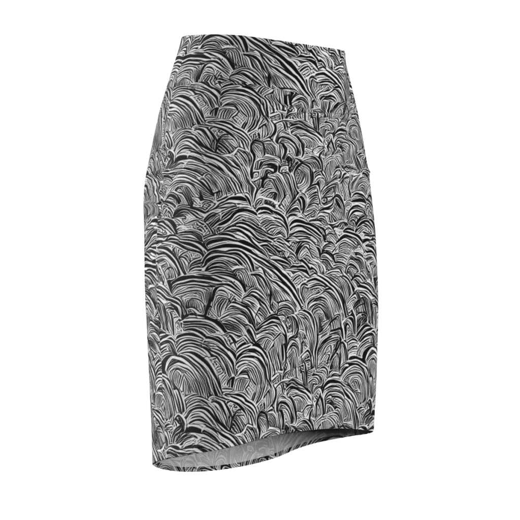 Blackwave Botanica on Pencil Skirt — Front Side