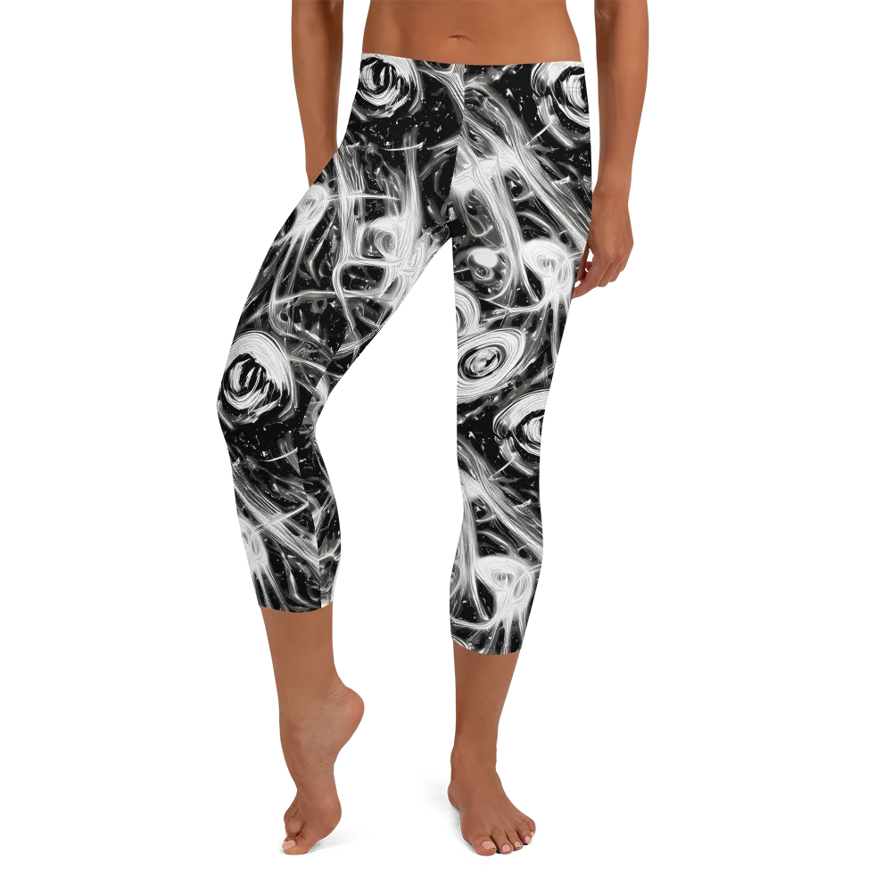 Monochrome Melt on Capri Leggings — Front
