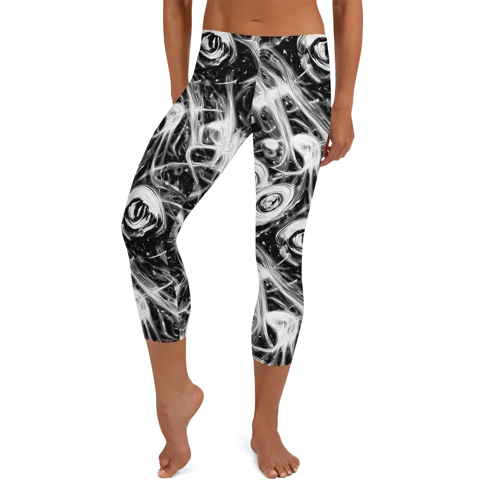 Monochrome Melt on Capri Leggings — Front