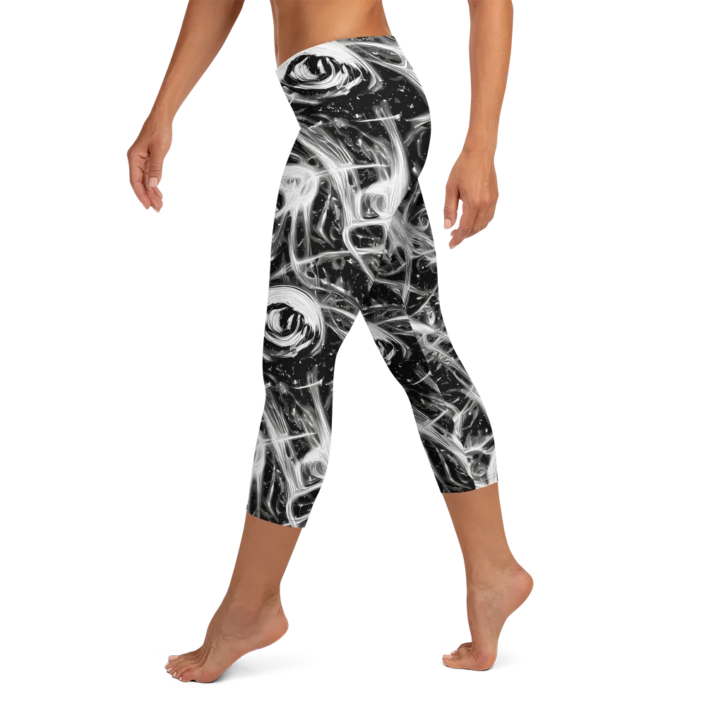 Monochrome Melt on Capri Leggings — Left