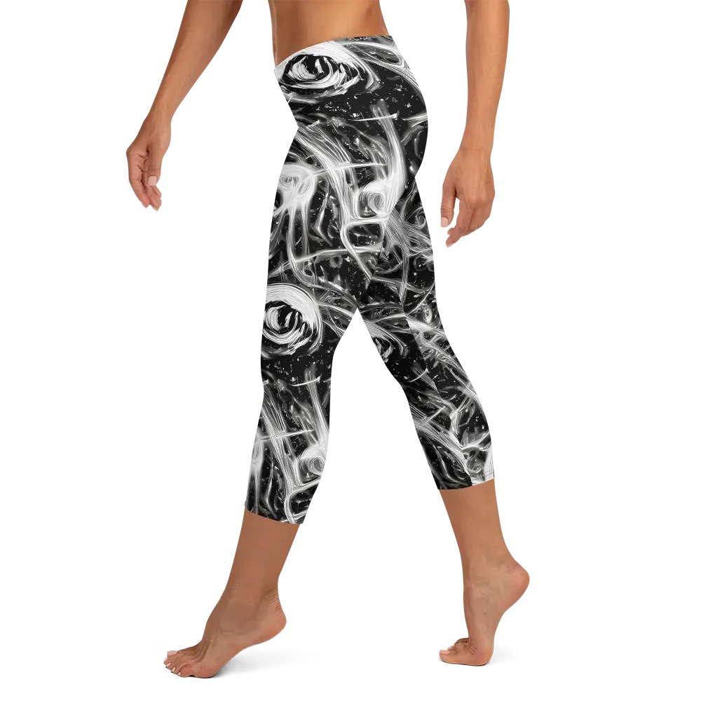 Monochrome Melt on Capri Leggings — Left