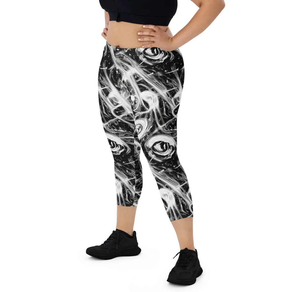 Monochrome Melt on Capri Leggings — Front