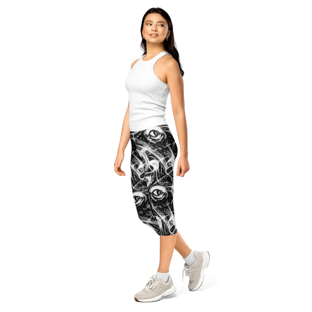 Monochrome Melt on Capri Leggings — Left Front
