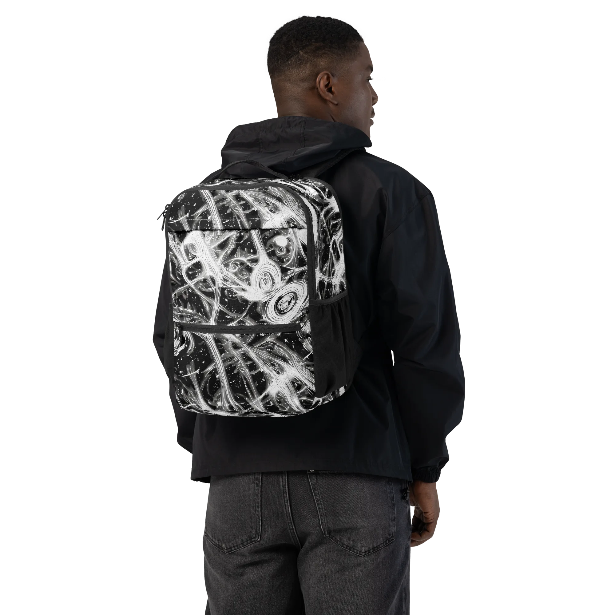 Monochrome Melt on Utility Backpack — Back