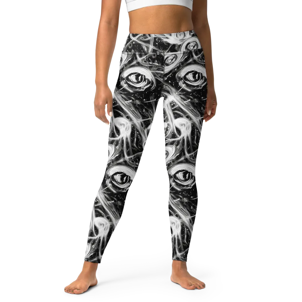 Monochrome Melt on Yoga Leggings — Front
