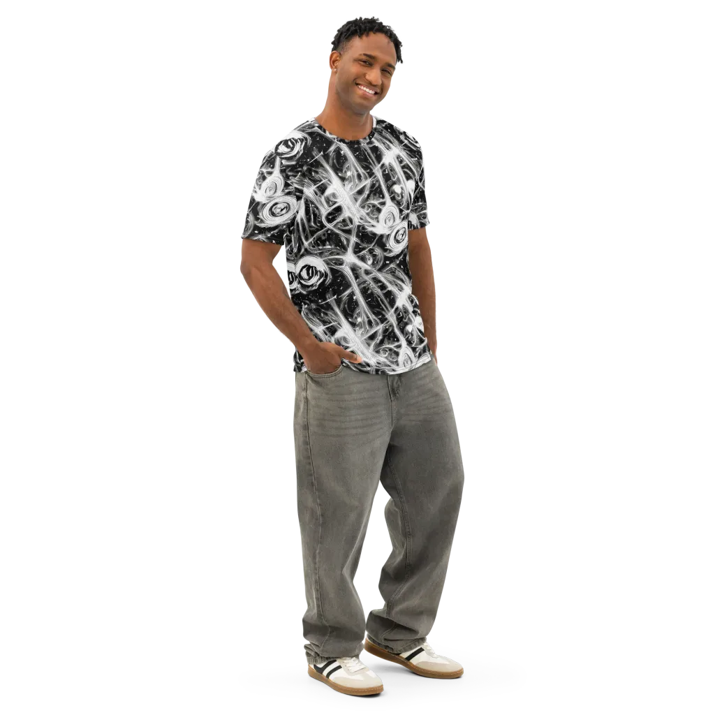 Monochrome Melt on Men's Cotton Crew Neck T-Shirt — Right Front