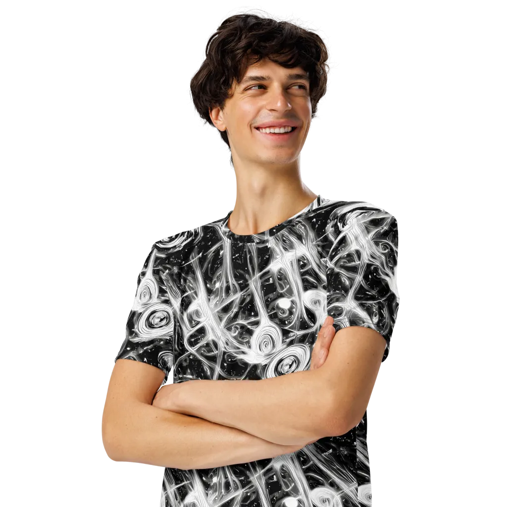 Monochrome Melt on Men's Crew Neck T-Shirt — Left Front