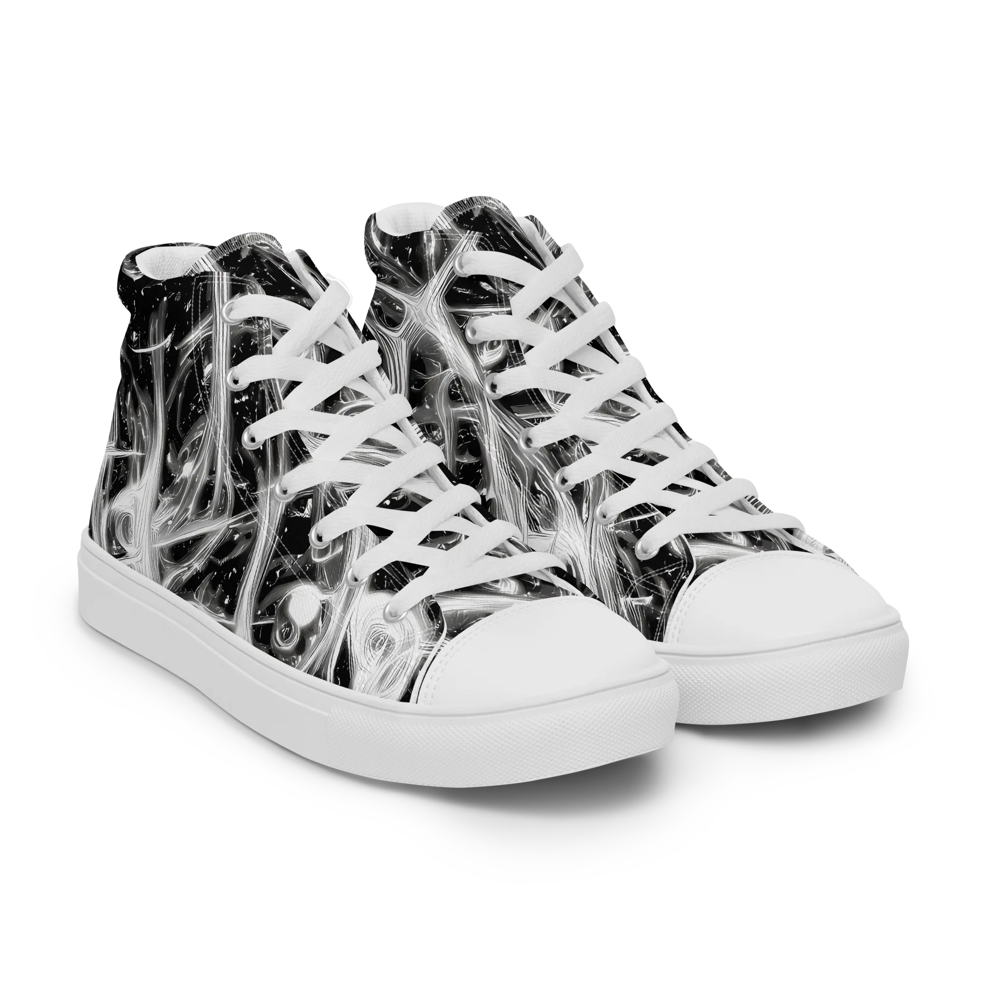 Monochrome Melt on Men's High Top Canvas Shoes — Right Front