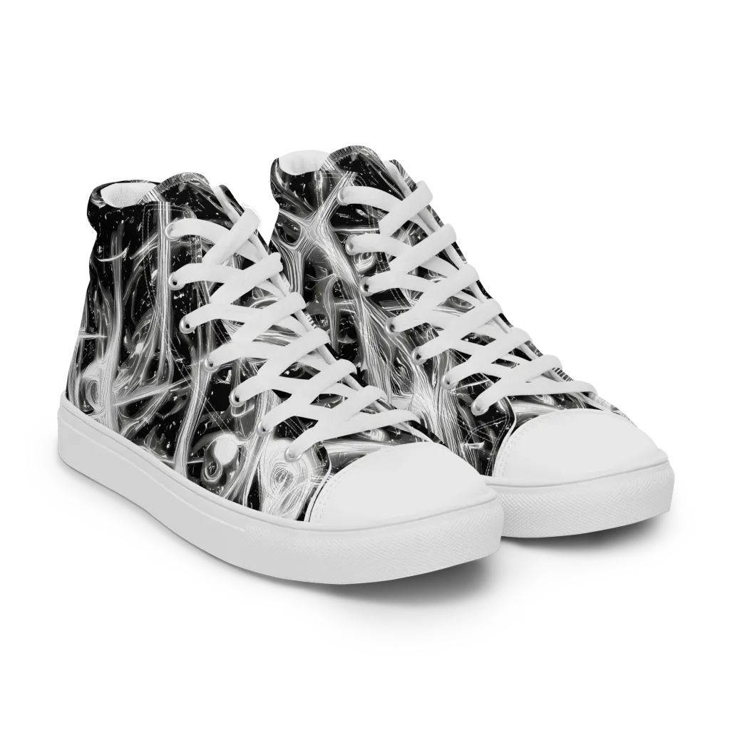 Monochrome Melt on Men's High Top Canvas Shoes — Right Front