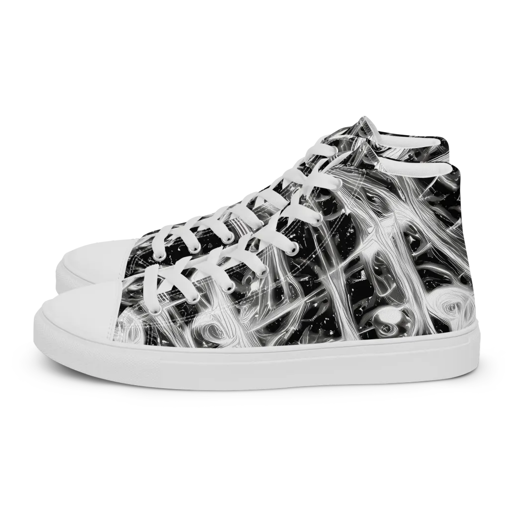 Monochrome Melt on Men's High Top Canvas Shoes — Left