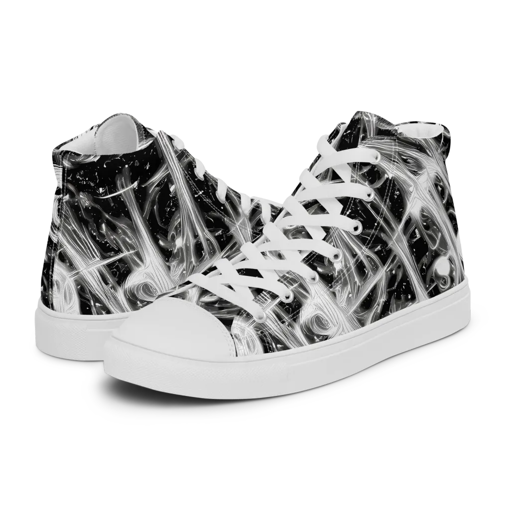 Monochrome Melt on Men's High Top Canvas Shoes — Left