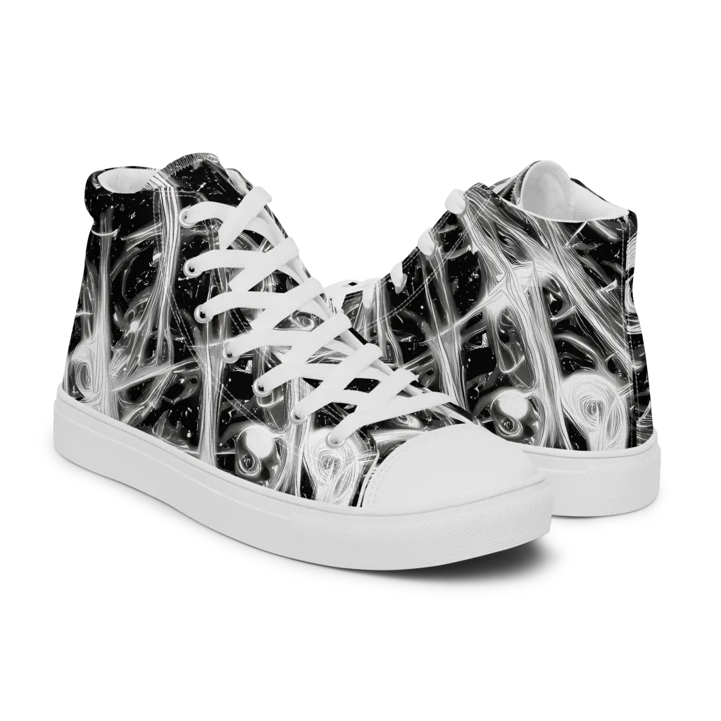 Monochrome Melt on Men's High Top Canvas Shoes — Right
