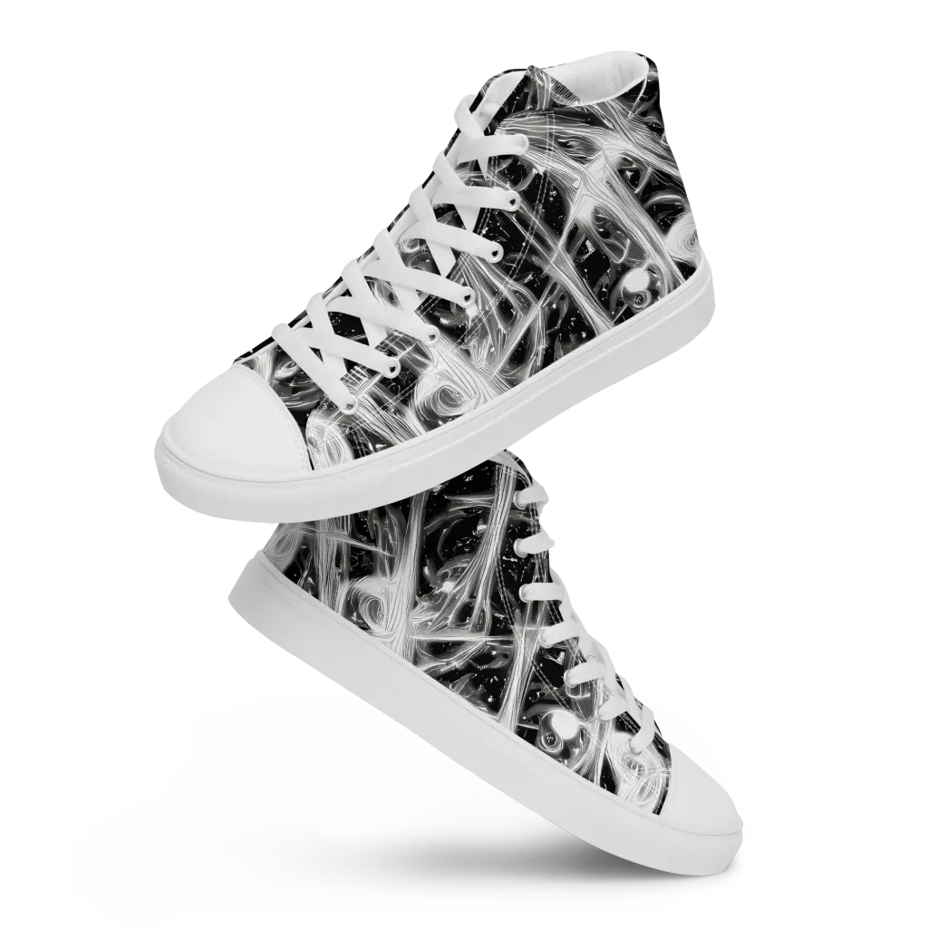 Monochrome Melt on Men's High Top Canvas Shoes — Front