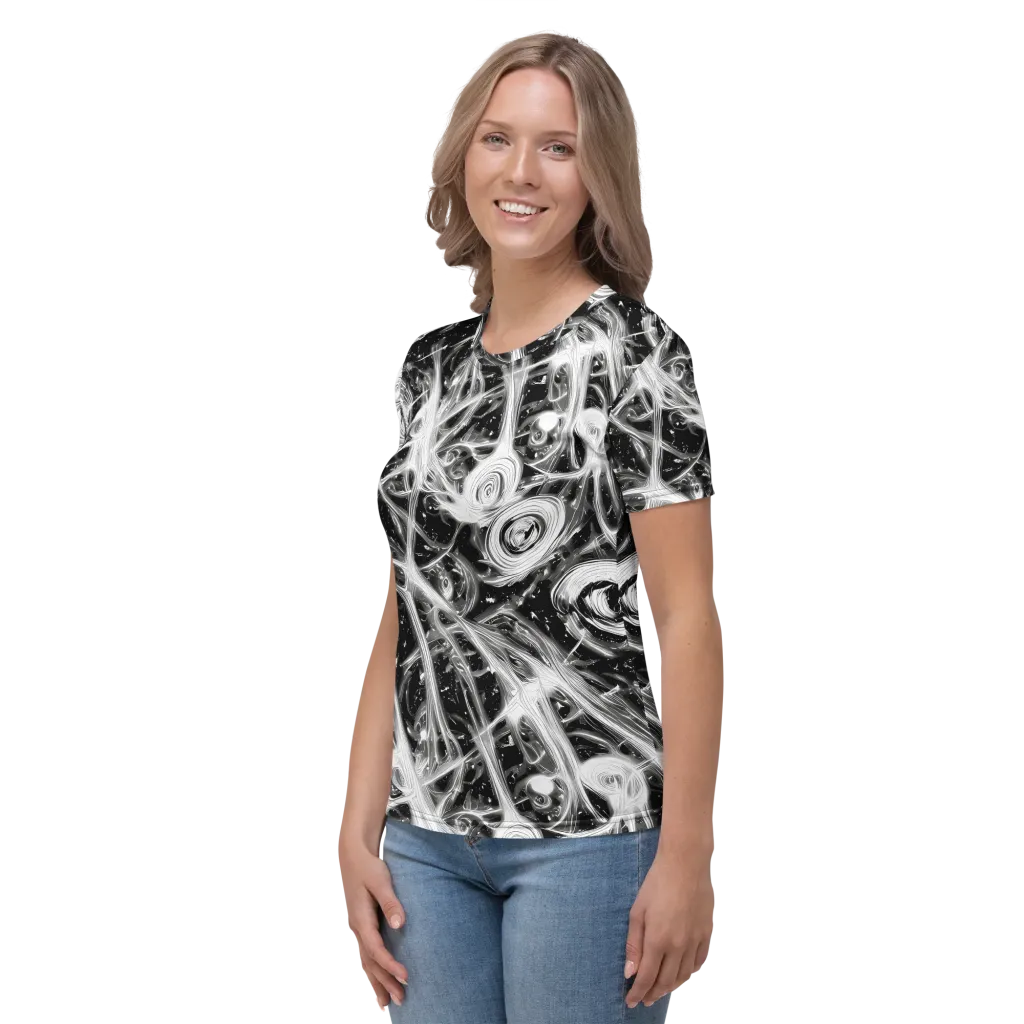 Monochrome Melt on Women's Crew Neck T-Shirt — Left