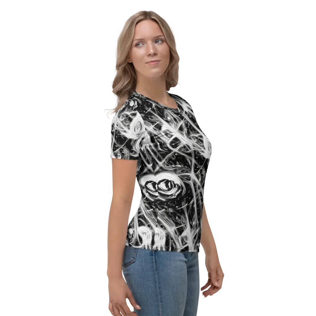 Monochrome Melt on Women's Crew Neck T-Shirt — Right