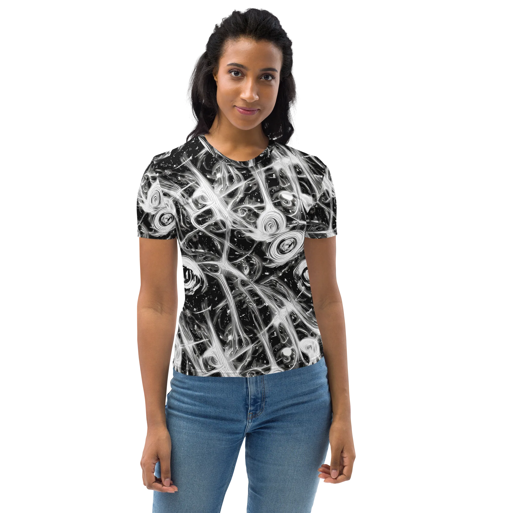Monochrome Melt on Women's Crew Neck T-Shirt — Front