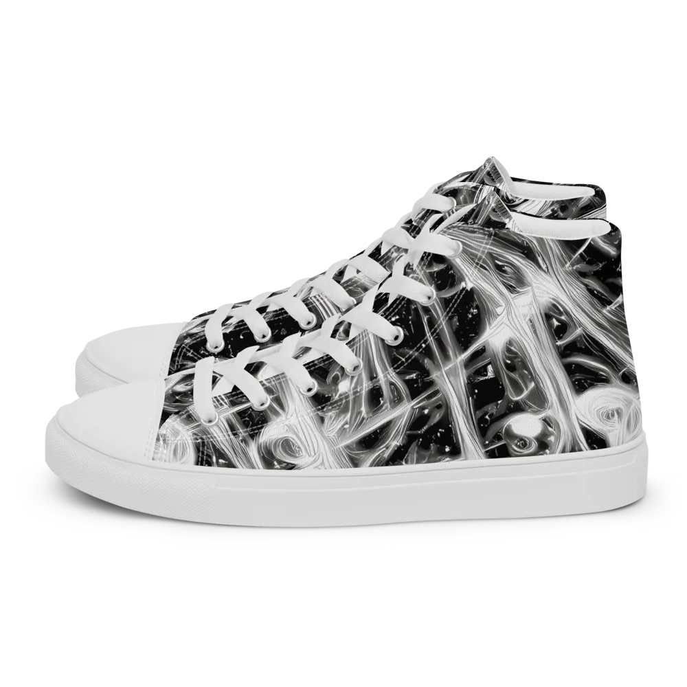 Monochrome Melt on Women's High Top Canvas Shoes — Left