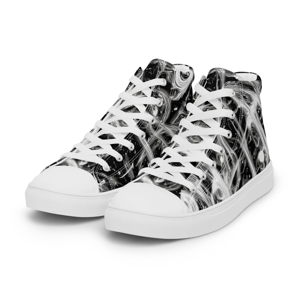 Monochrome Melt on Women's High Top Canvas Shoes — Left Front