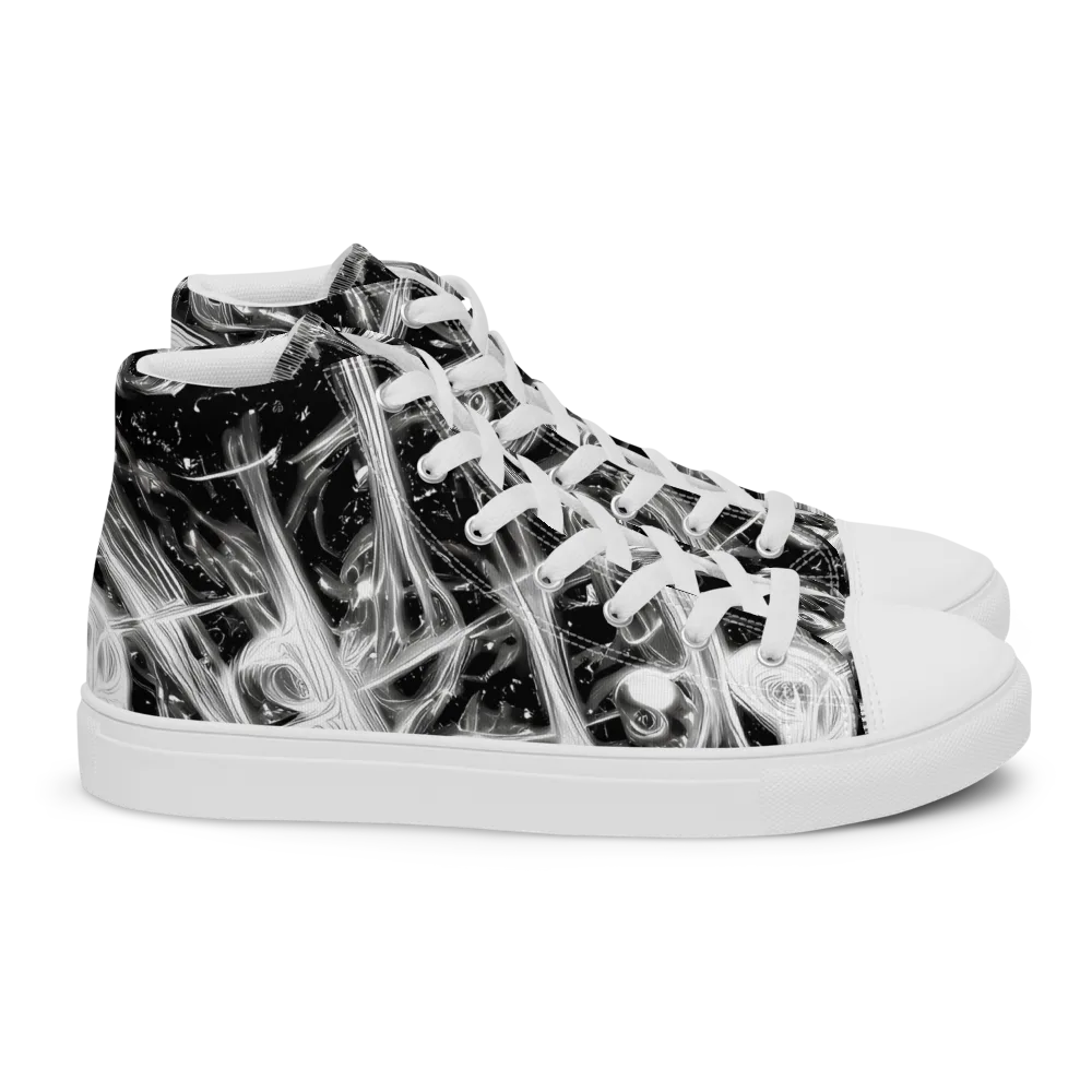 Monochrome Melt on Women's High Top Canvas Shoes — Right