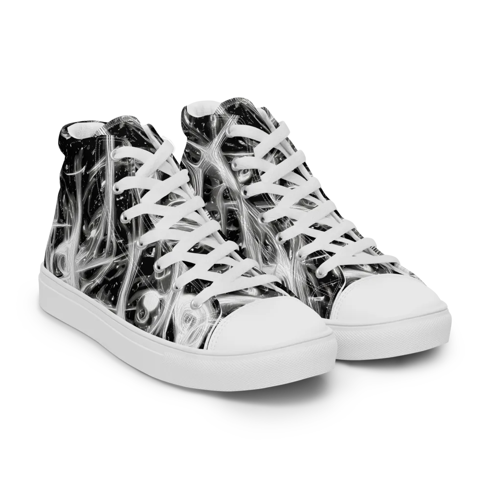 Monochrome Melt on Women's High Top Canvas Shoes — Right Front