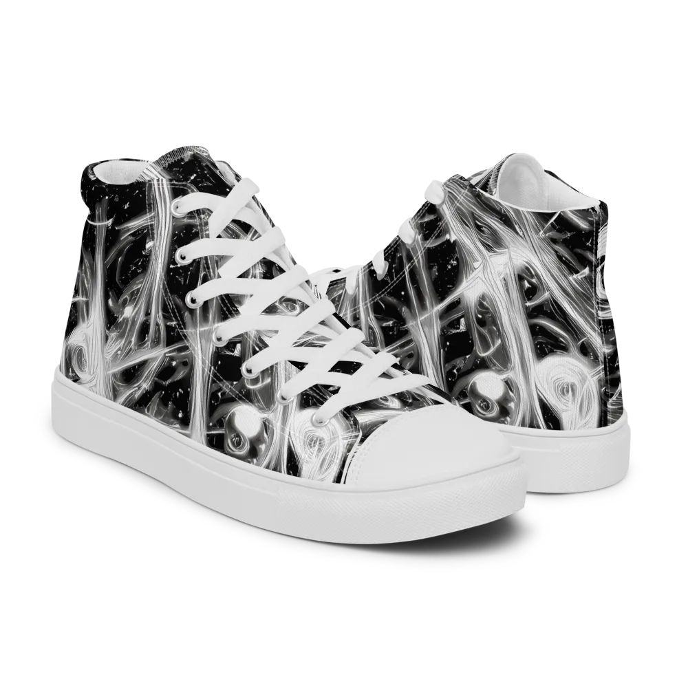 Monochrome Melt on Women's High Top Canvas Shoes — Right
