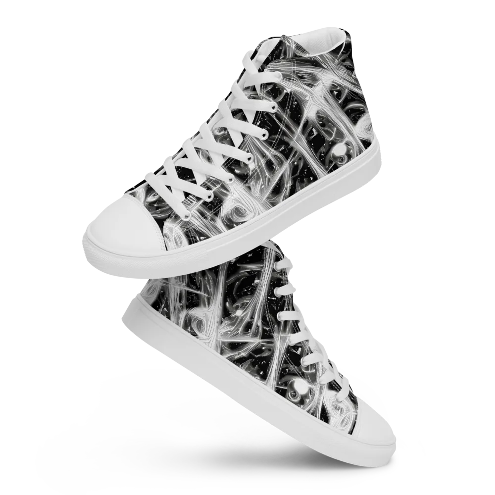 Monochrome Melt on Women's High Top Canvas Shoes — Front