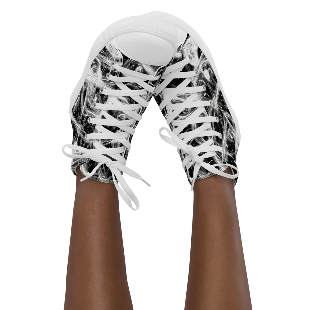Monochrome Melt on Women's High Top Canvas Shoes — Front