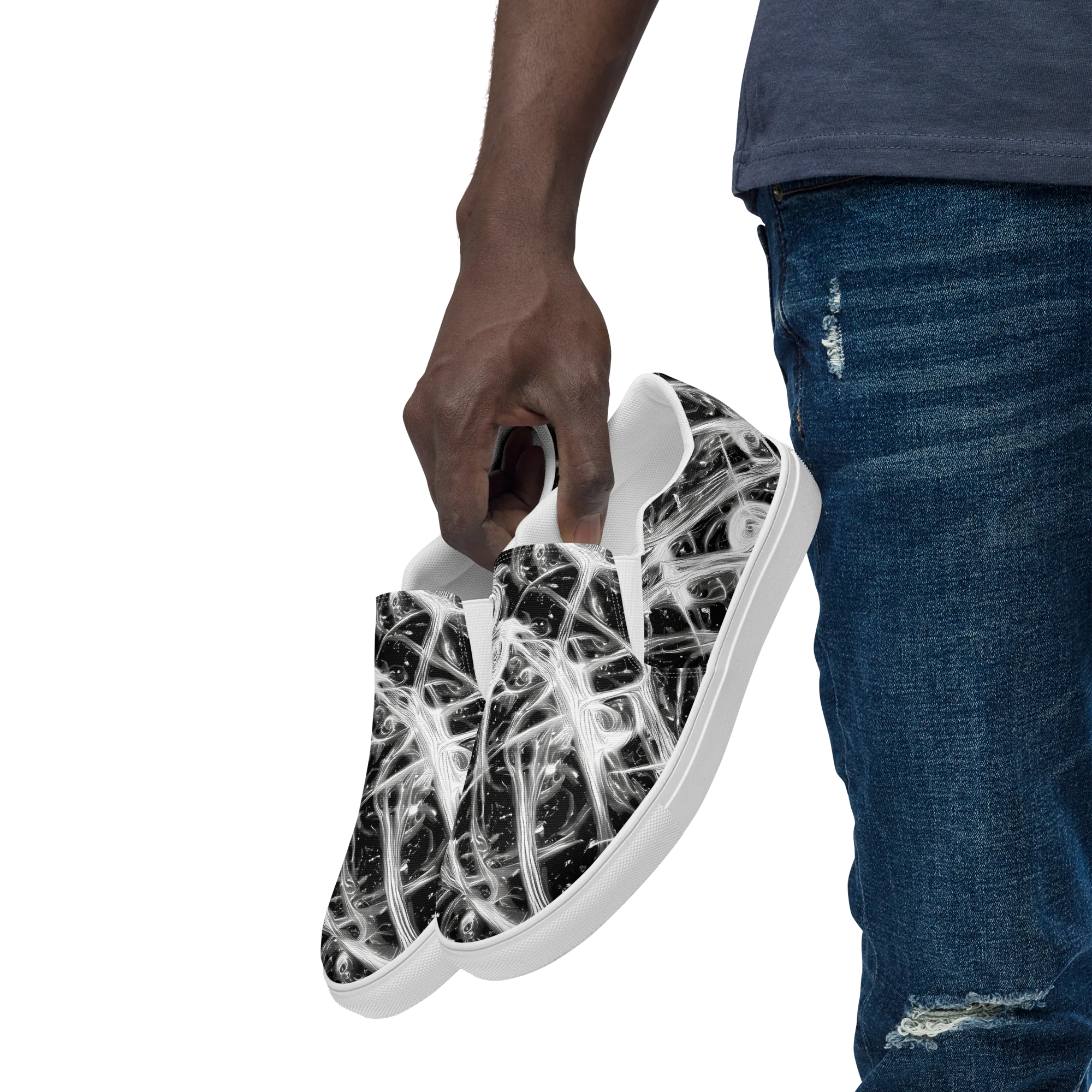 Monochrome Melt on Men's Slip-On Canvas Shoes — Left Front
