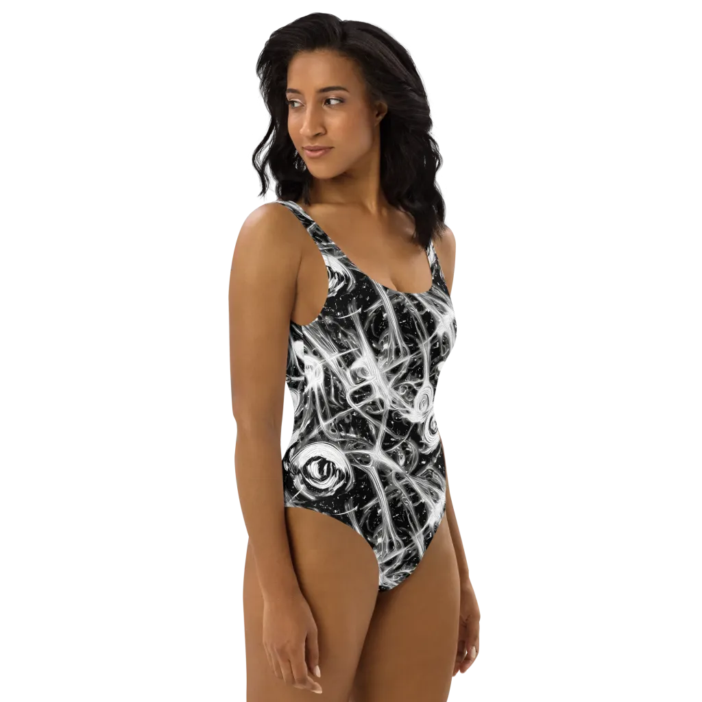 Monochrome Melt on One-Piece Swimsuit — Right