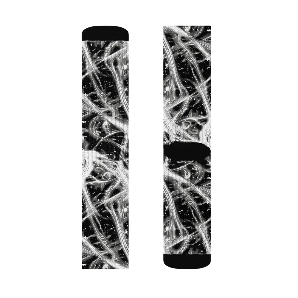 Monochrome Melt on Socks — Left Sock