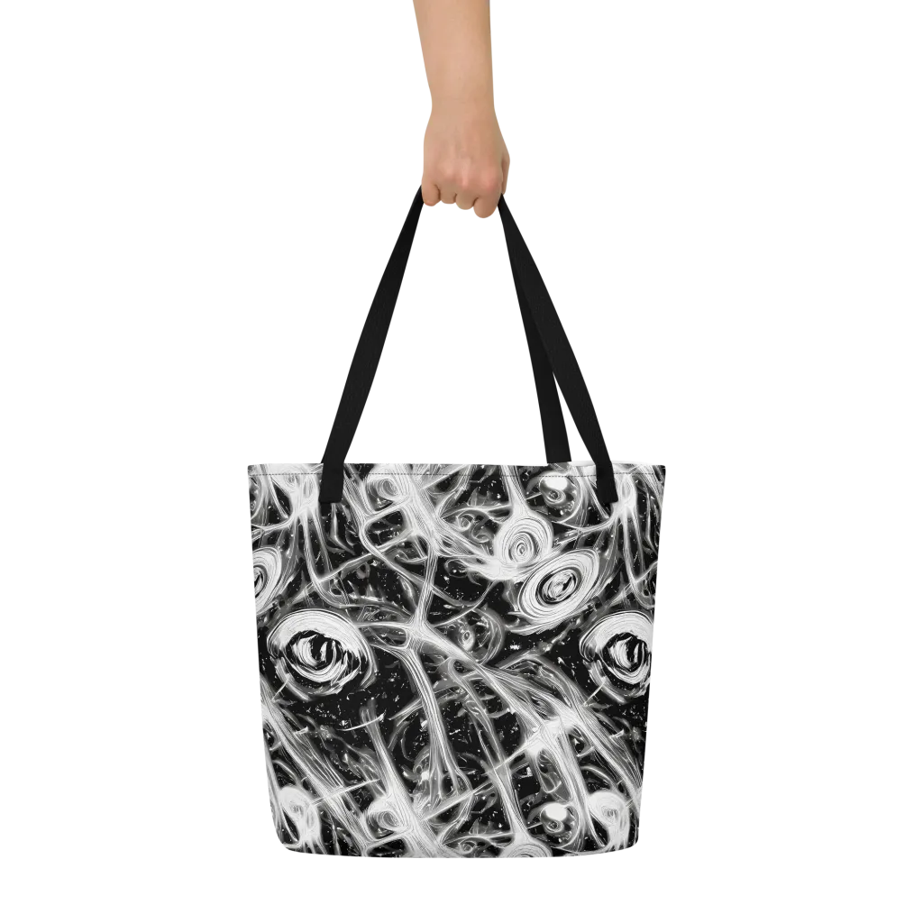 Monochrome Melt on Large Tote Bag W/ Pocket — Front