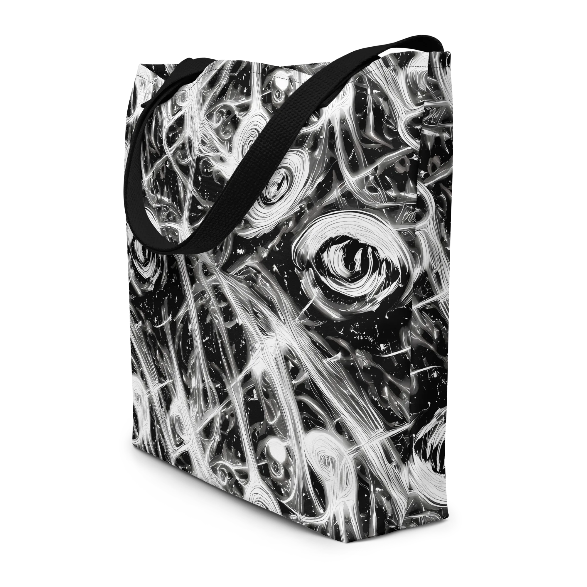 Monochrome Melt on Large Tote Bag W/ Pocket — Front