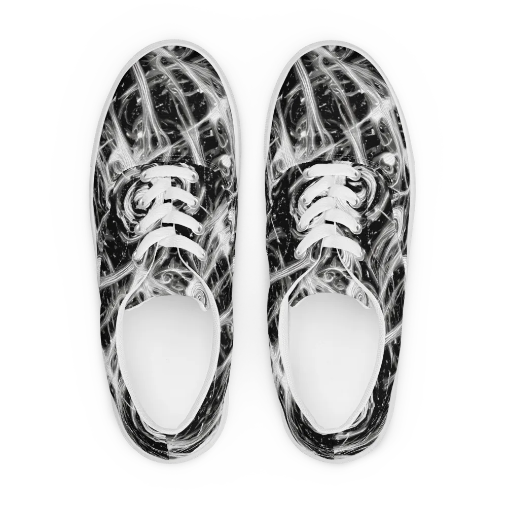 Monochrome Melt on Men's Lace-Up Canvas Shoes — Front