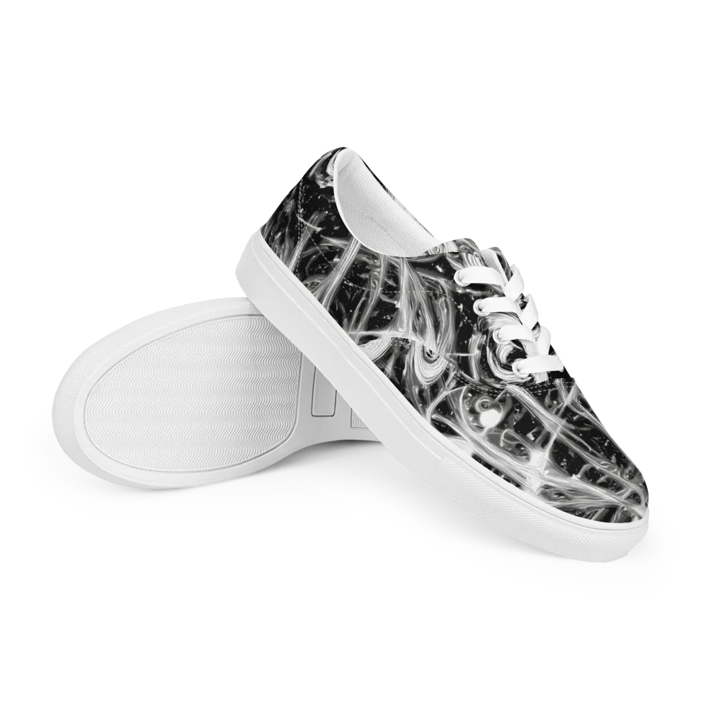 Monochrome Melt on Men's Lace-Up Canvas Shoes — Right Front