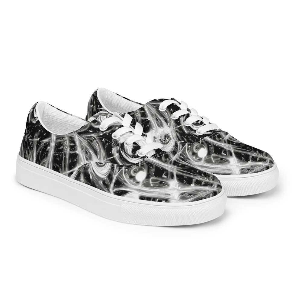 Monochrome Melt on Men's Lace-Up Canvas Shoes — Right Front