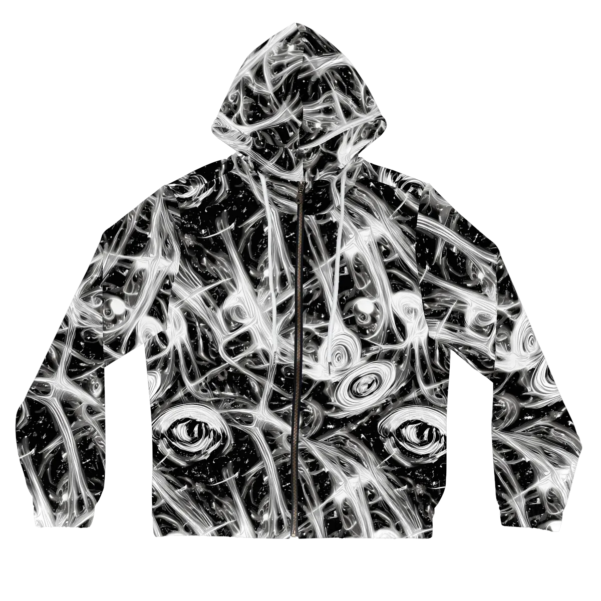 Monochrome Melt on Women's Full-Zip Hoodie — Front