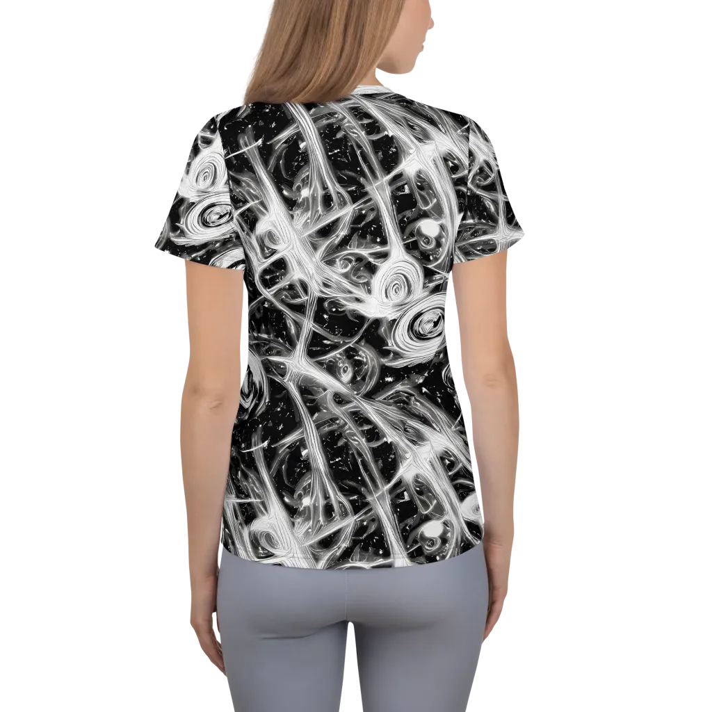 Monochrome Melt on Women's Athletic T-Shirt — Back