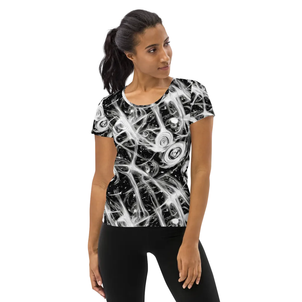 Monochrome Melt on Women's Athletic T-Shirt — Front
