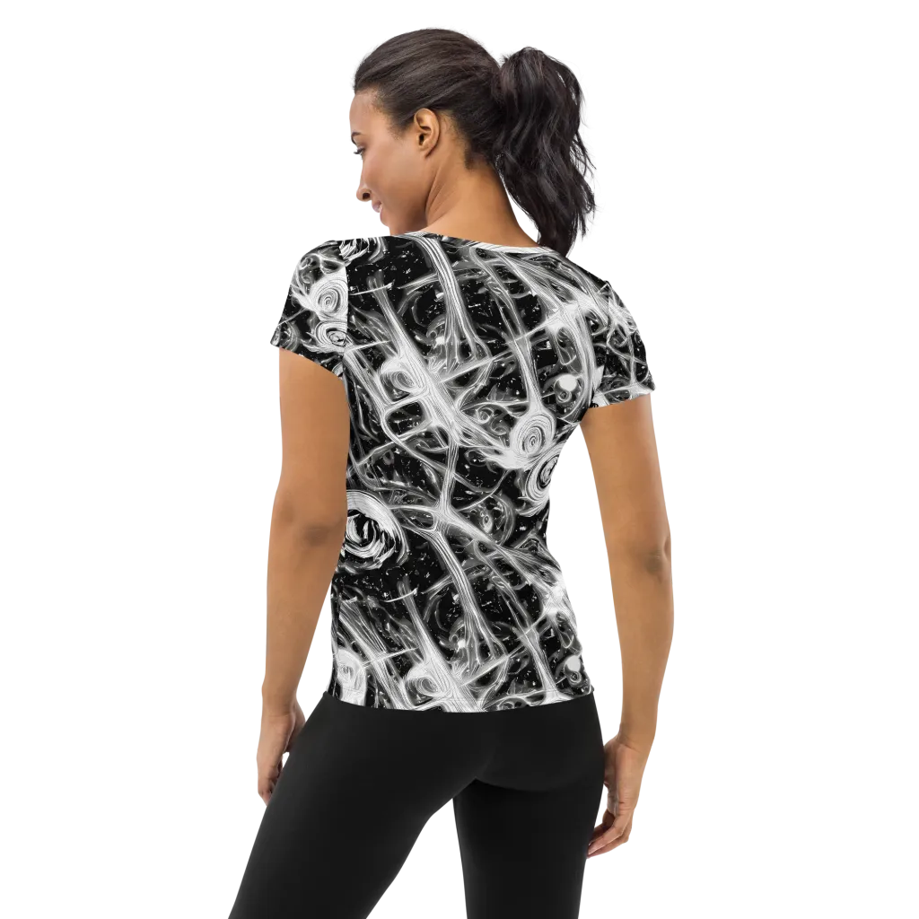 Monochrome Melt on Women's Athletic T-Shirt — Back