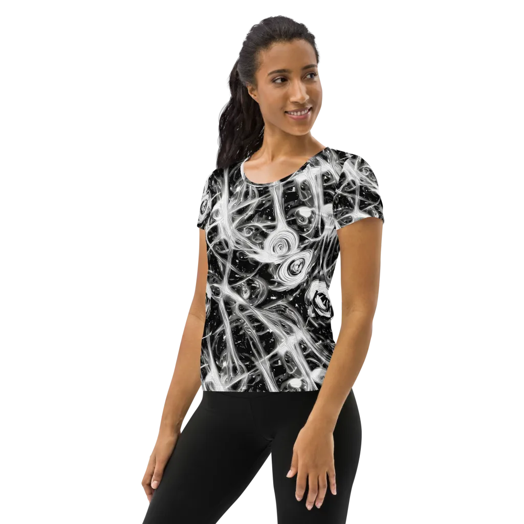 Monochrome Melt on Women's Athletic T-Shirt — Left