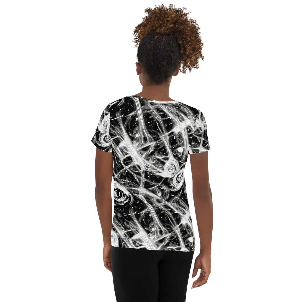 Monochrome Melt on Women's Athletic T-Shirt — Back